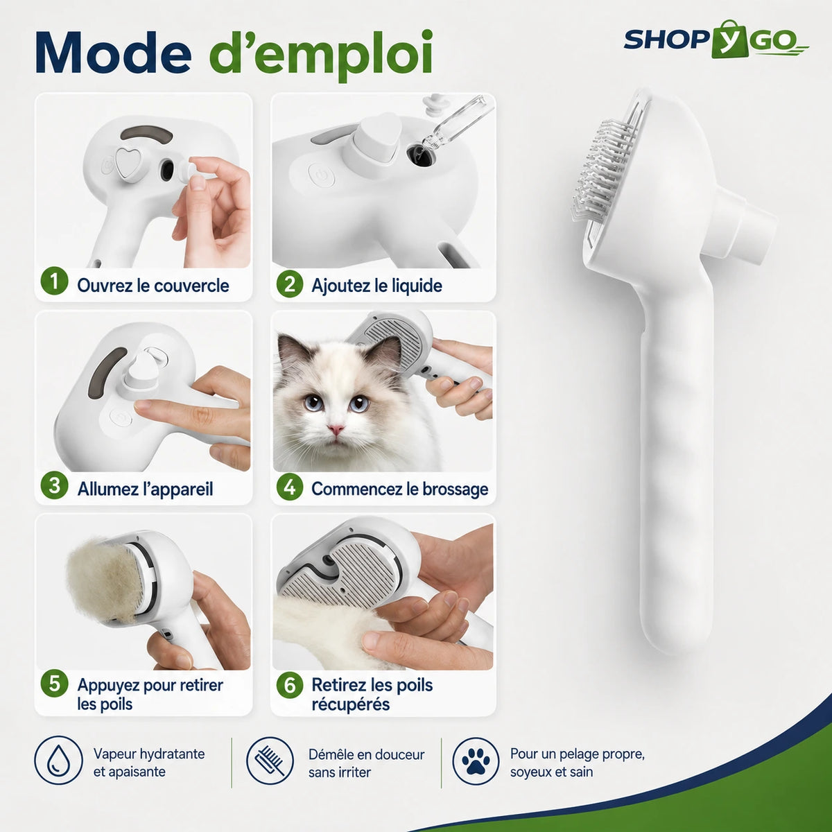 Brosse Brumisateur Rechargeable pour Chiens & Chats – Toilettage & Démêlage