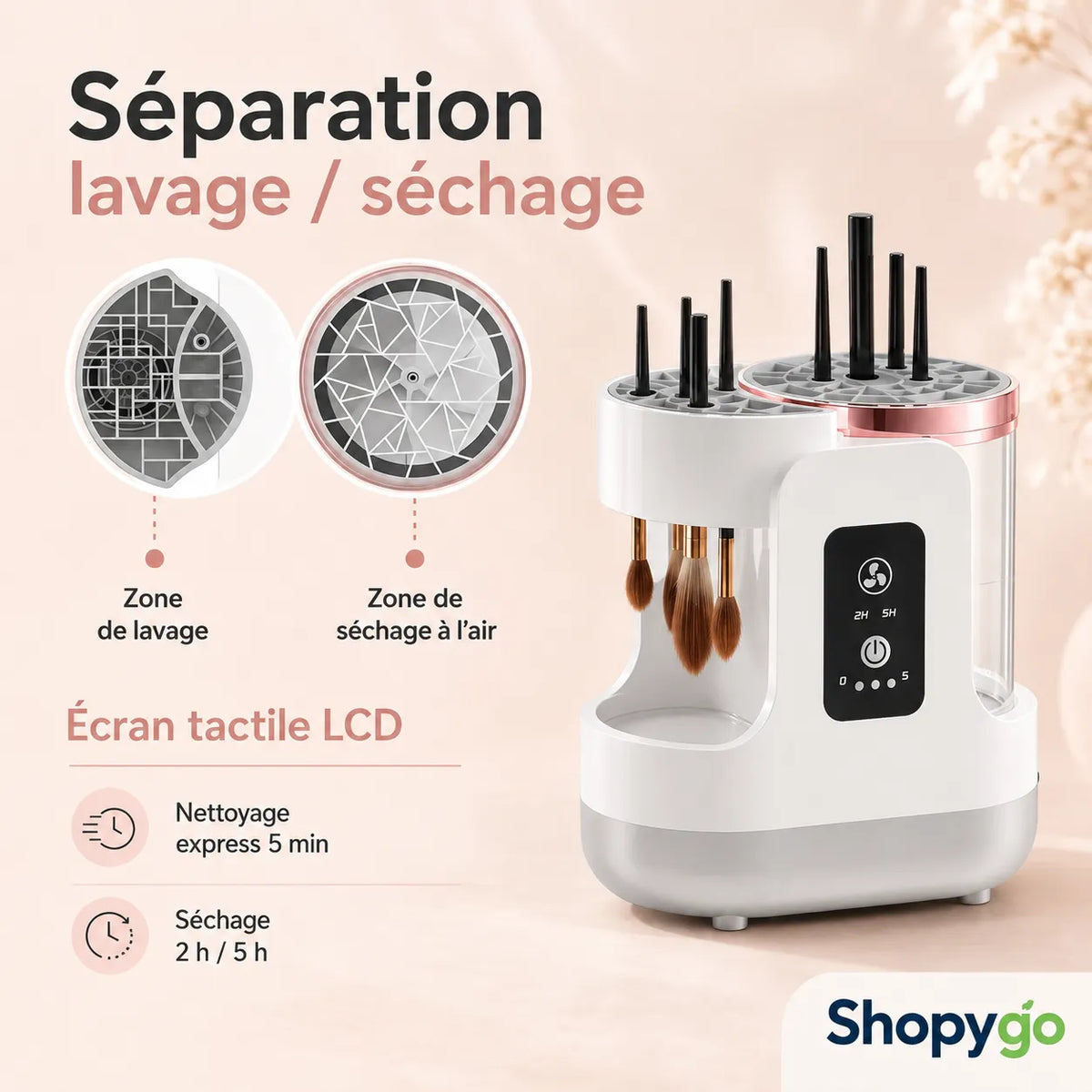 Station Nettoyante & Séchante 3-en-1 pour Pinceaux de Maquillage – USB