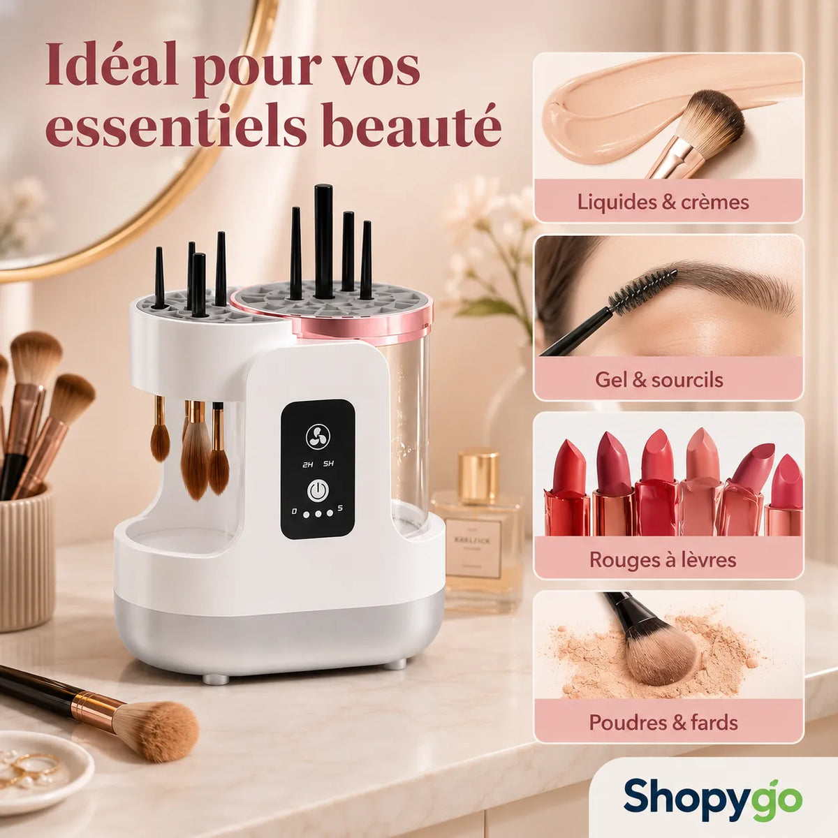 Station Nettoyante & Séchante 3-en-1 pour Pinceaux de Maquillage – USB