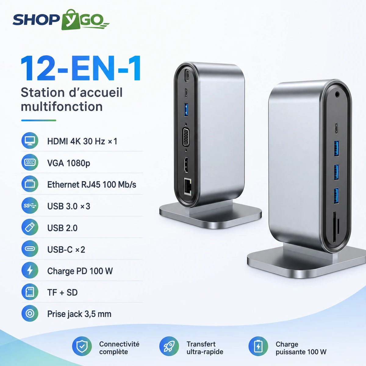 Hub USB-C Multiport – HDMI, USB, PD & Lecteurs de Cartes selon Version