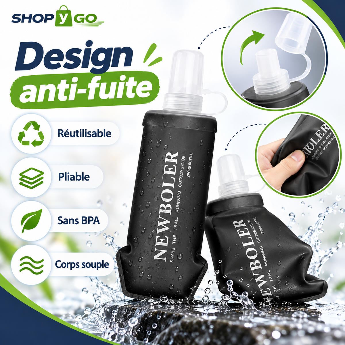 Gourde Pliable Souple 150/250/500 ml – Course & Randonnée