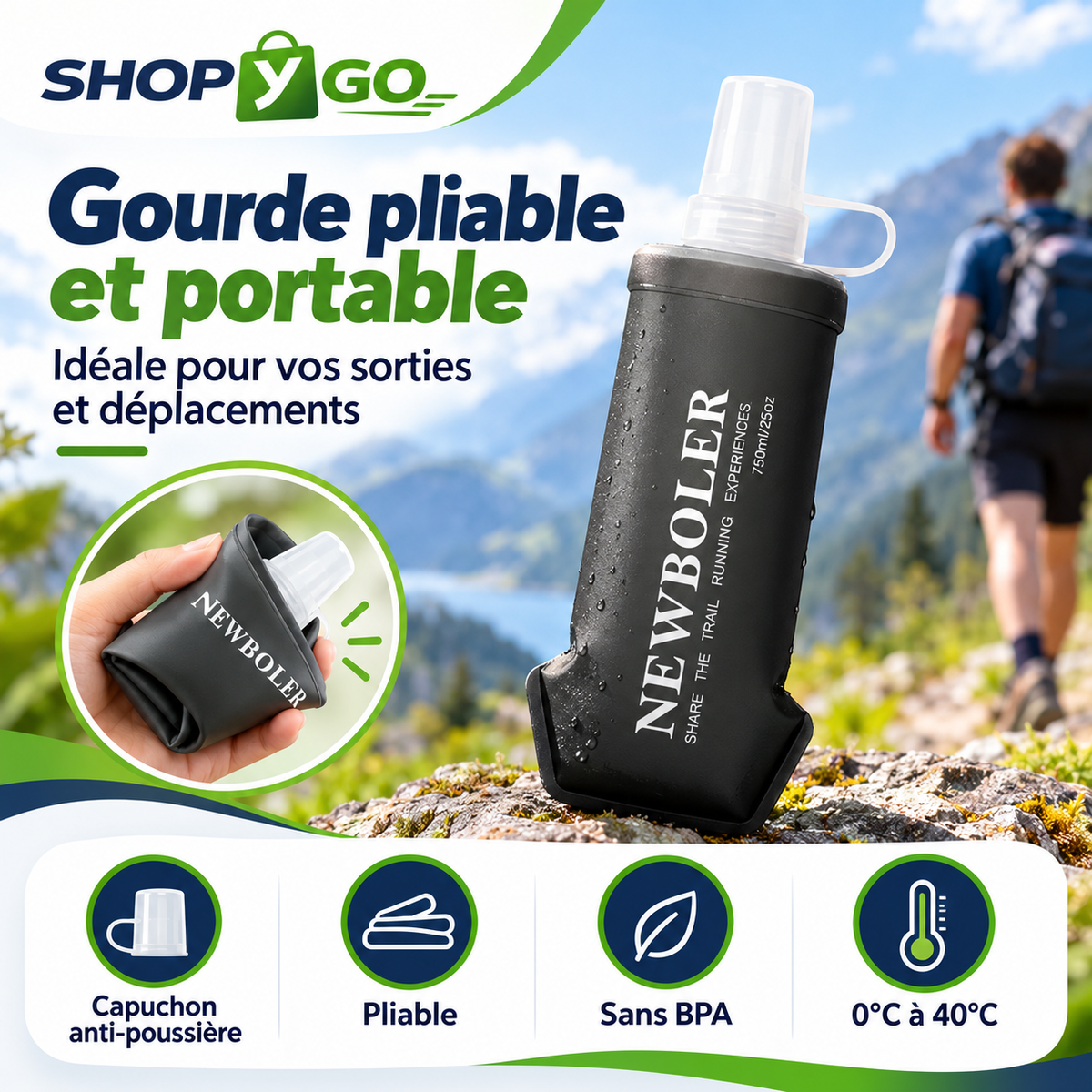 Gourde Pliable Souple 150/250/500 ml – Course & Randonnée