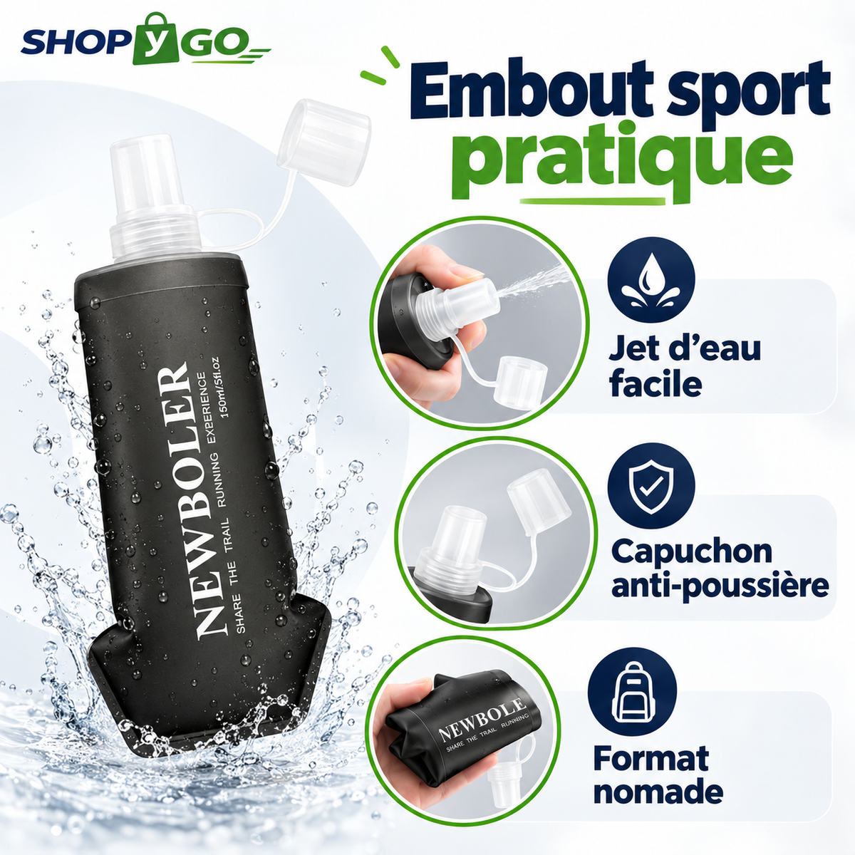 Gourde Pliable Souple 150/250/500 ml – Course & Randonnée